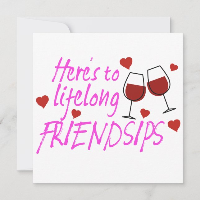 Livs långa vänskaps vin Galentines dag Kort (Framsida)
