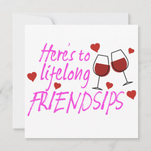 Livs långa vänskaps vin Galentines dag Kort