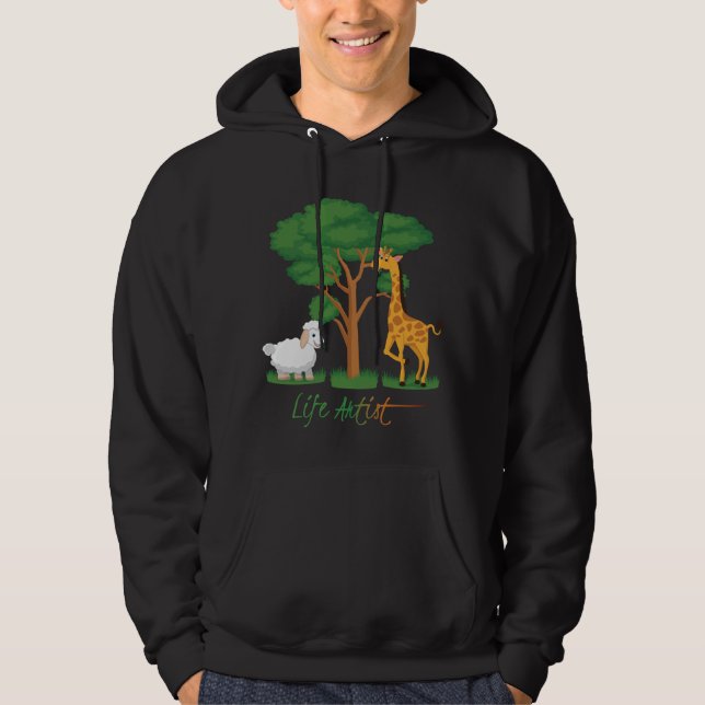 Livsartist: Roligt Får Meme, m/ Giraff, Akacia Hoodie (Framsida)