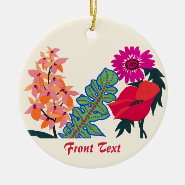 Livsbejakande Maximalist Boho Blommig Trädgårdskon Julgransprydnad Keramik (Framsidan)