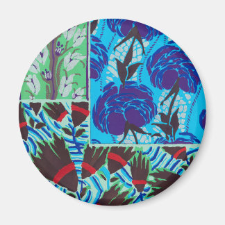 Livsbejakande Maximalistisk Blå & Grön Blommig Kon Magnet