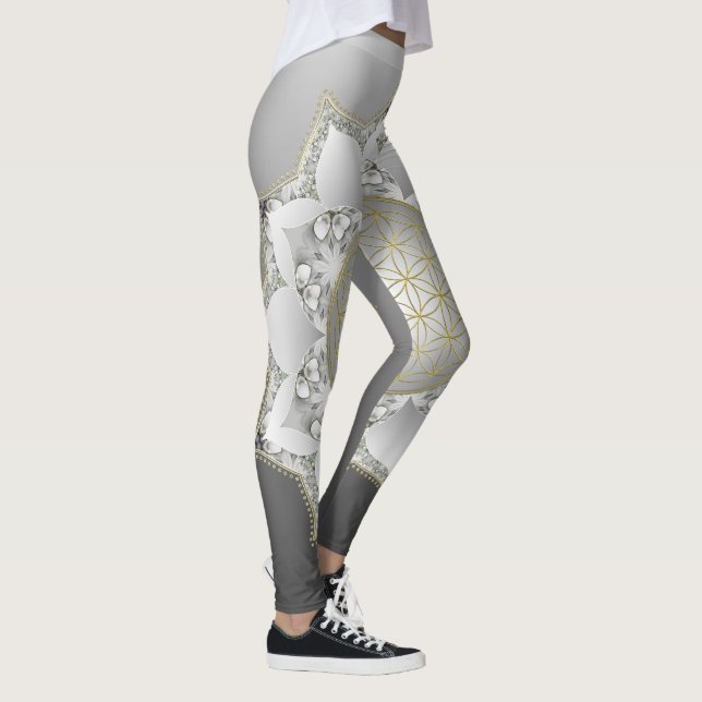 Livsblomma - Blommor Mandala 1 Leggings (Höger)