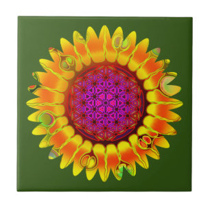 Livsblomma - Geometrisk Blomning 4 Kakelplatta