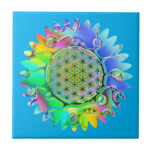 Livsblomma - Geometrisk blomning 5 Kakelplatta