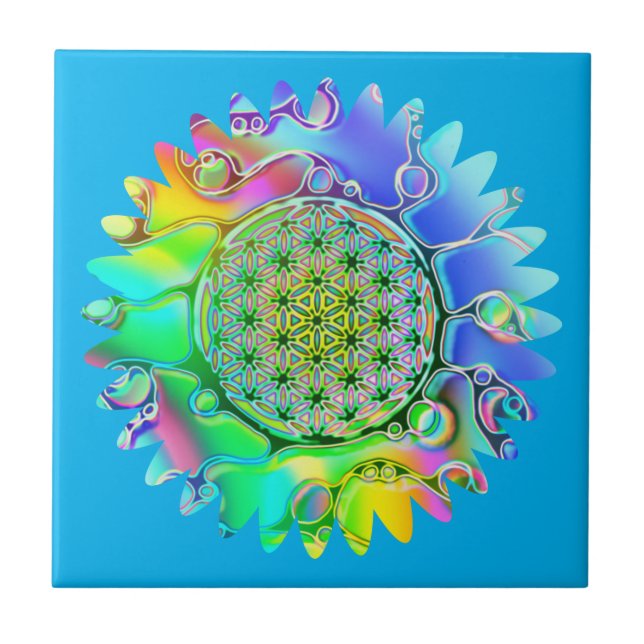 Livsblomma - Geometrisk blomning 5 Kakelplatta (Framsidan)