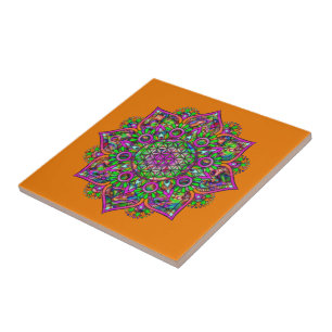 Livsblomma - Indisk Mandala 1 Kakelplatta