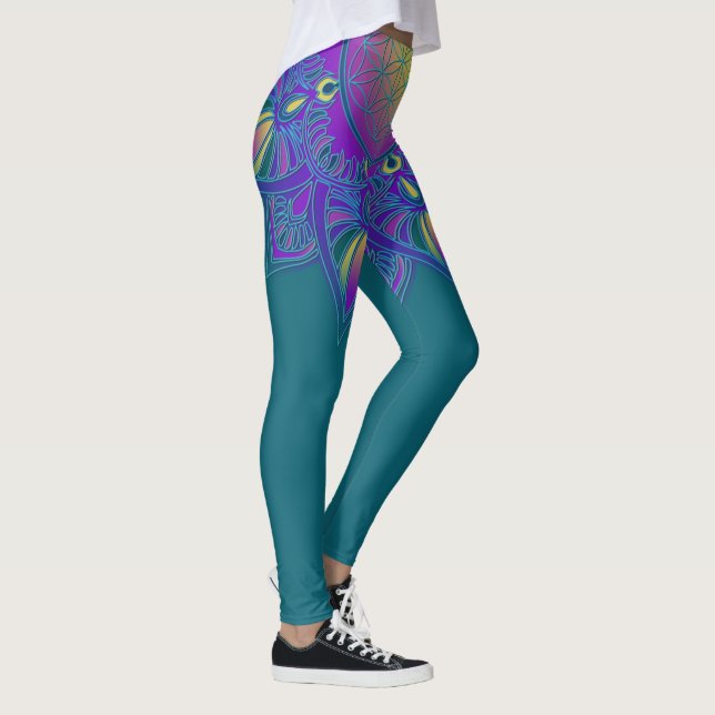 Livsblomma - Indisk Mandala 3 Leggings (Höger)