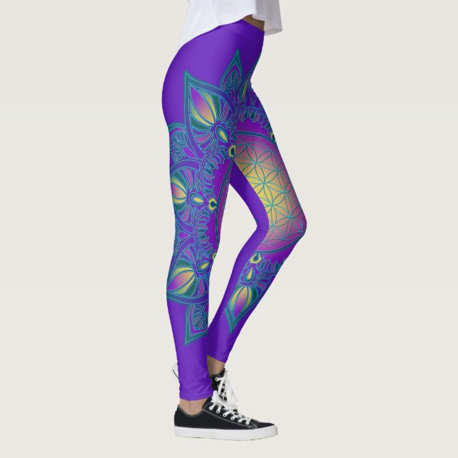 Livsblomma - Indisk Mandala 3 Leggings (Höger)
