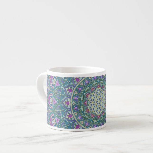 Livsblomma - Mandala i indisk stil 1 Espressomugg (Framsida vänster)