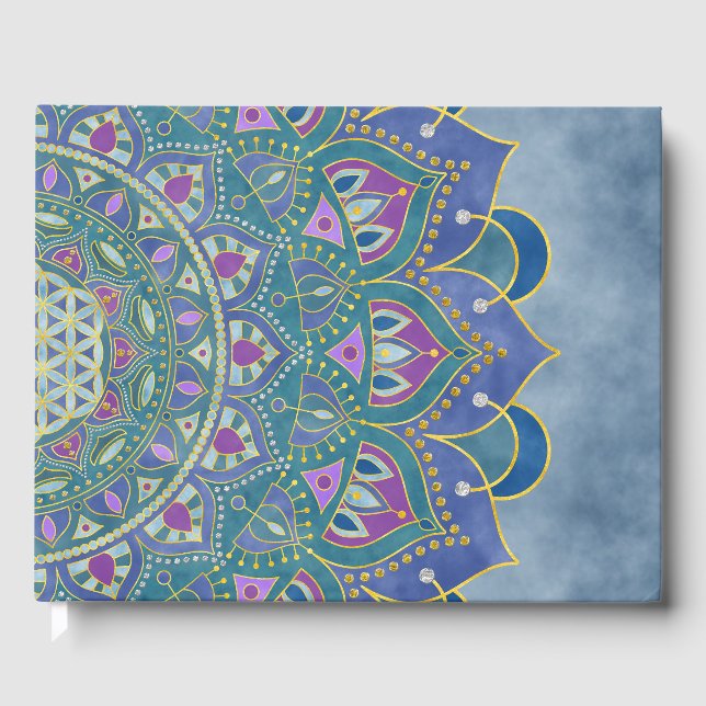 Livsblomma - Mandala Indien stil 1 Gästböcker (Framsida)