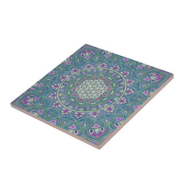 Livsblomma - Mandala Indien stil 1 Kakelplatta (Sidan)
