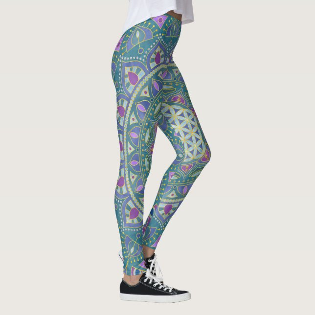Livsblomma - Mandala Indien stil 1 Leggings (Höger)