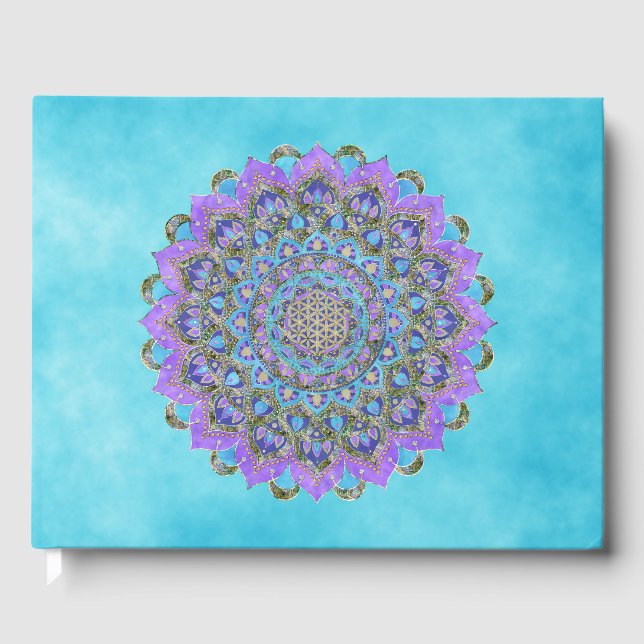 Livsblomma - Mandala Indien stil 2 Gästböcker (Framsida)
