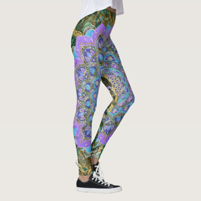 Livsblomma - Mandala Indien stil 2 Leggings (Höger)
