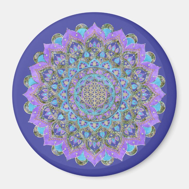 Livsblomma - Mandala Indien-stil 2 Magnet (Framsidan)