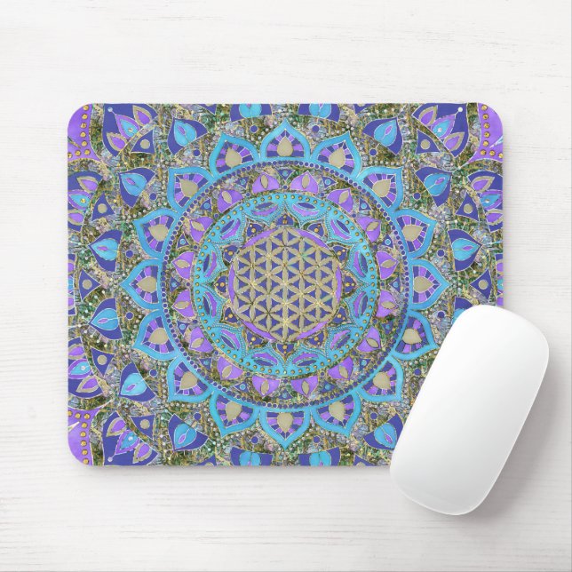 Livsblomma - Mandala Indien-stil 2 Musmatta (Med mus)