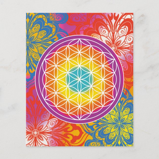 Livsblomma mandala zen flygblad (Framsidan)
