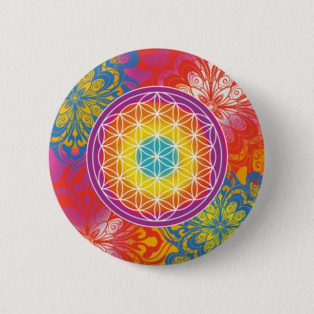Livsblomma mandala zen knapp (Framsida)
