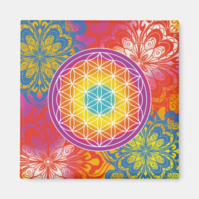 Livsblomma mandala zen magnet (Framsidan)