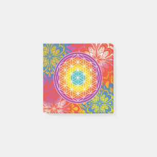 Livsblomma mandala zen post-it block