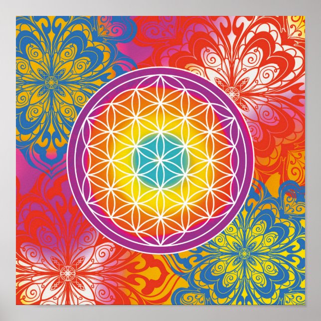 Livsblomma mandala zen poster (Framsidan)