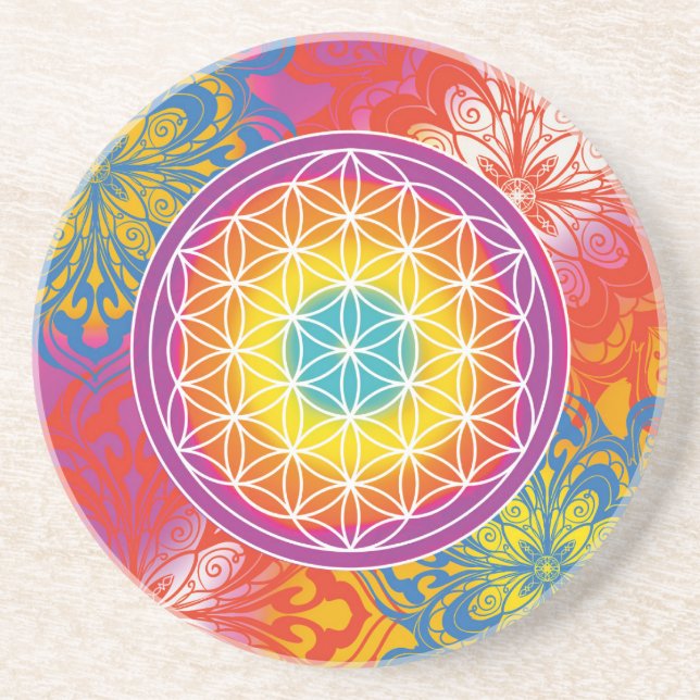 Livsblomma mandala zen underlägg (Framsidan)