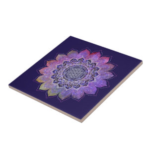 Livsblomma - Vintage Style Galaxy Rymden 1 Kakelplatta