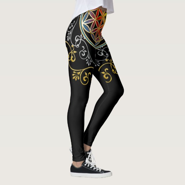 Livsblomma - Vintageornament Mandala 1 Leggings (Höger)