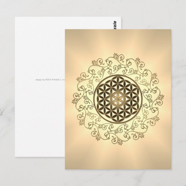 Livsblomma - Vintageornament Mandala 2 Vykort (Fram/baksida)