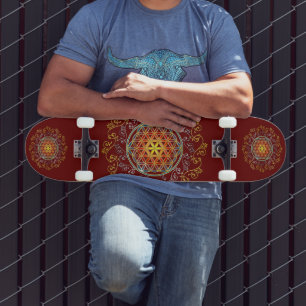 Livsblomma - Vintageprydnader Mandala 1 Mini Skateboard Bräda 18,5 Cm