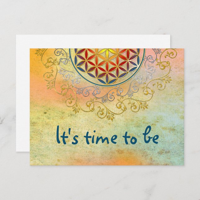 Livsblomma - Vintageprydnader Mandala 1 Vykort (Fram/baksida)