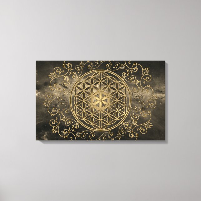 Livsblomma - Vintageprydnader Mandala 2 Canvastryck (Framsida)