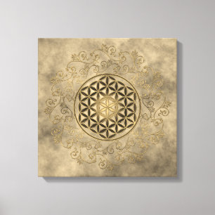 Livsblomma - Vintageprydnader Mandala 2 Canvastryck
