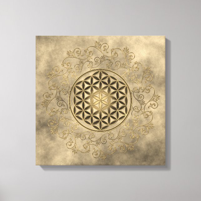 Livsblomma - Vintageprydnader Mandala 2 Canvastryck (Framsida)