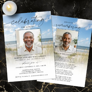 Livscelebration Begravning Strand Foto Inbjudningar