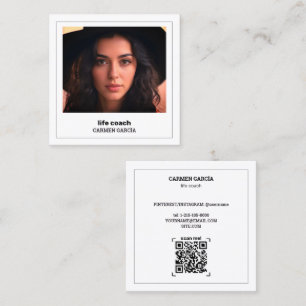 🌱 Livscoach Anpassad QR & Foto Fyrkantigt Visitkort