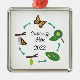 Livscykel för Monarch-fjäril metall-ornament Julgransprydnad Metall