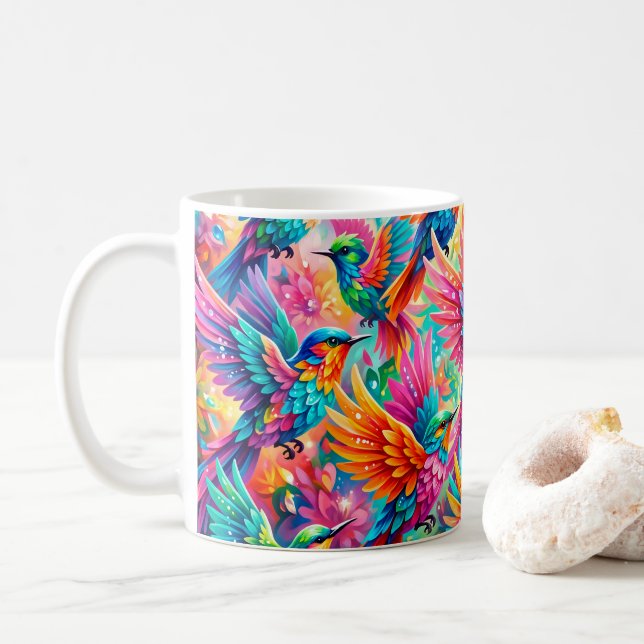 Livsdrömmar om kolibri – Tropisk Boho Kaffemugg (Med munk)