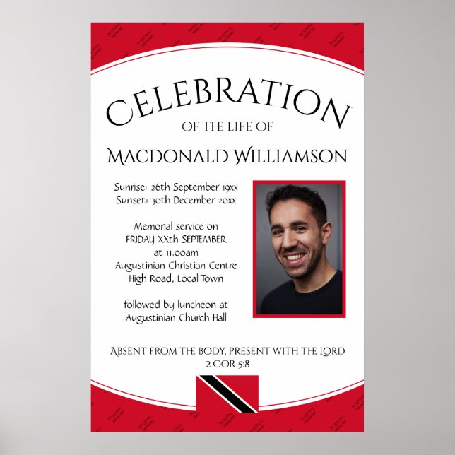 LIVSFIRANDE Minnesstund TRINIDAD Foto Inbjudan Poster (Framsidan)