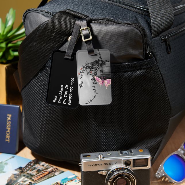 livsfotografi för fjäril fortfarande i färg Stänk Bagagebricka (Fram & Baksida)