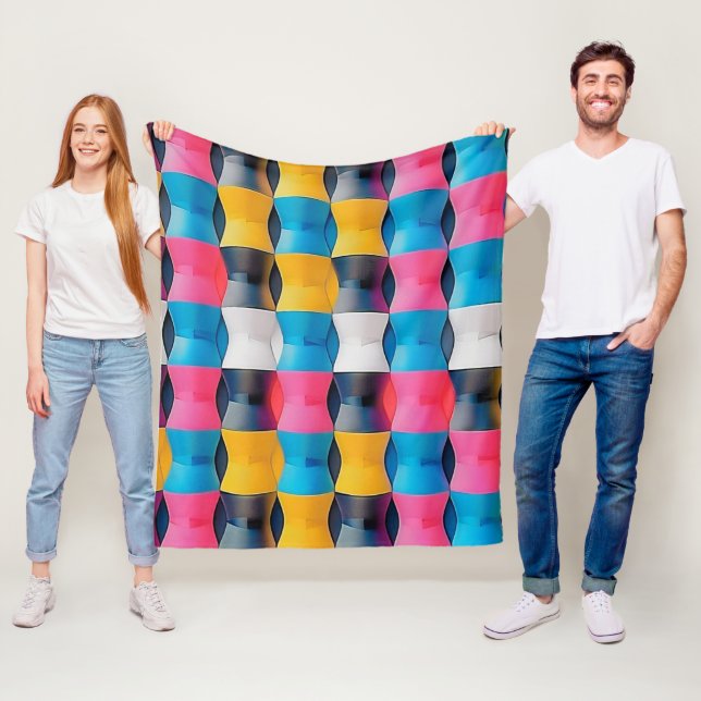 Livsglad 3D Timglas Geometriskt Mönster Fleecefilt (På plats)