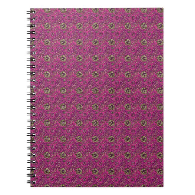 Livsglad 60-tals Psykedelisk Paisley Retro Spiral Anteckningsbok (Framsidan)