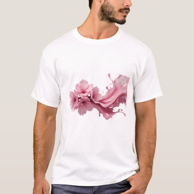 Livsglad ABSTRAKT BLOMSTER Konstkomposition T Shirt (Framsida)