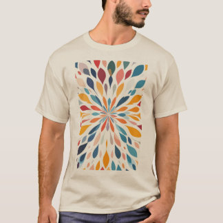 Livsglad abstrakt blomsterknopp-mönster t shirt