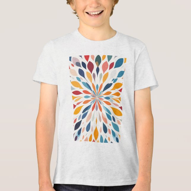 Livsglad abstrakt blomsterknopp-mönster t shirt (Framsida)