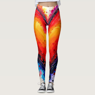 Livsglad Abstrakt Hjärt Splash Konst Leggings