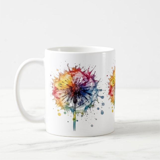 Livsglad akvarellmaskros   kaffemugg (Vänster)