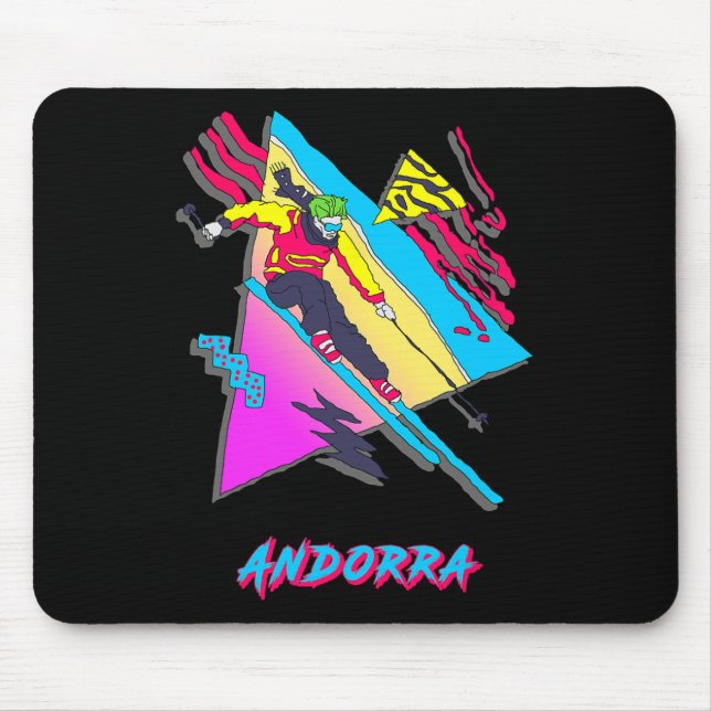 Livsglad Andorra skidäventyr grafik  Musmatta (Framsidan)