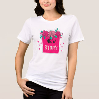 Livsglad blommig 'Ny berättelse' T-shirt - Romanti