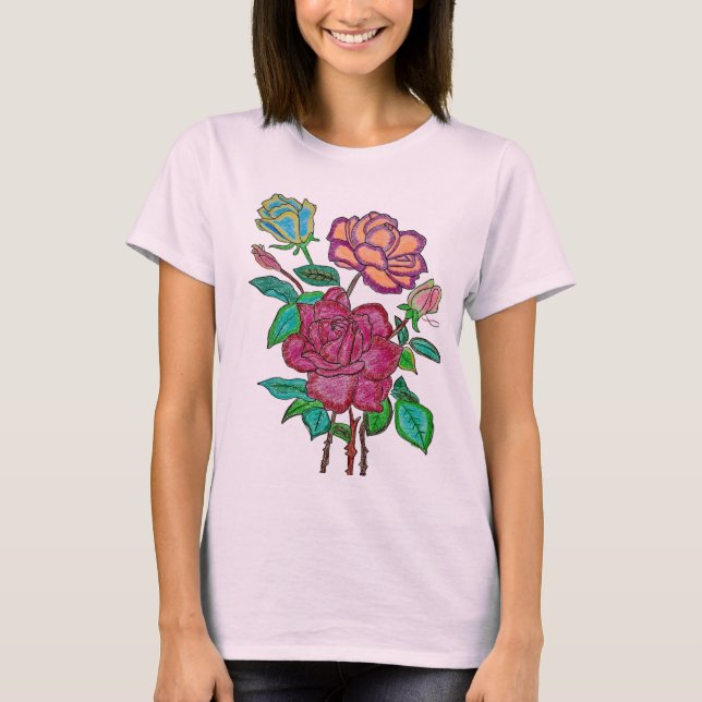 Livsglad blommig t-shirt (Framsida)